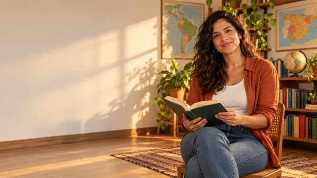 Segunda licenciatura em Letras Português e Espanhol: professora com livro em sala de aula