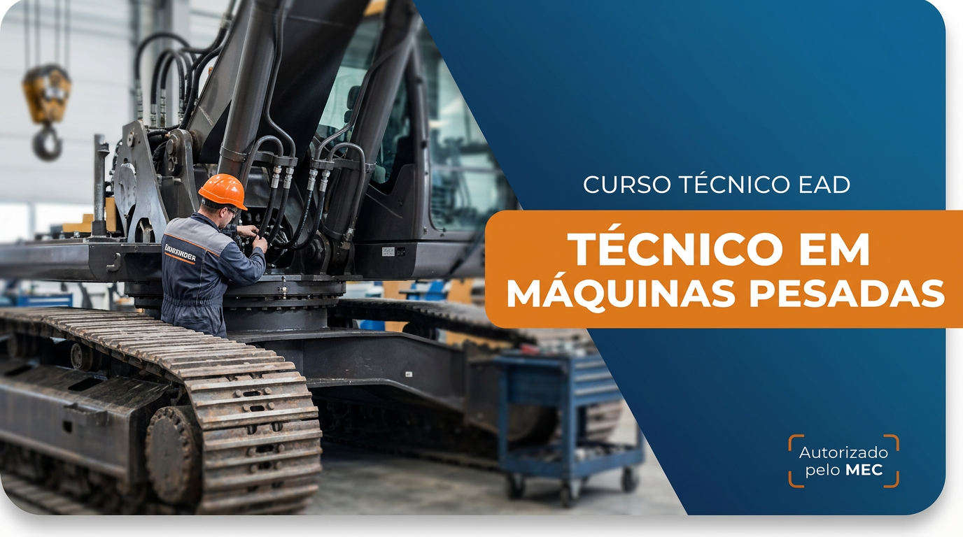 Técnico em Máquinas Pesadas realizando manutenção em equipamento — atividade que não pode ser automatizada por inteligência artificial