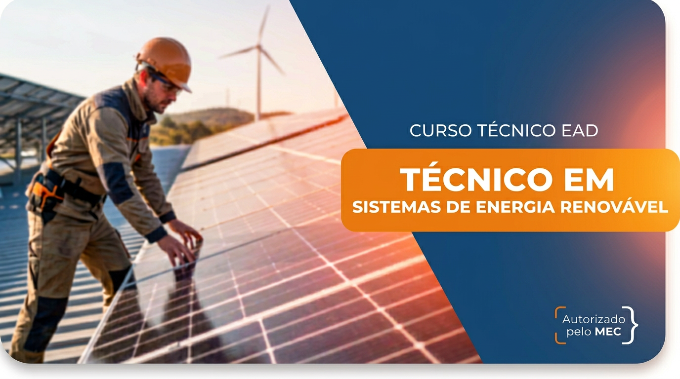 Técnico em Automação Industrial configurando sistemas de energia renovável