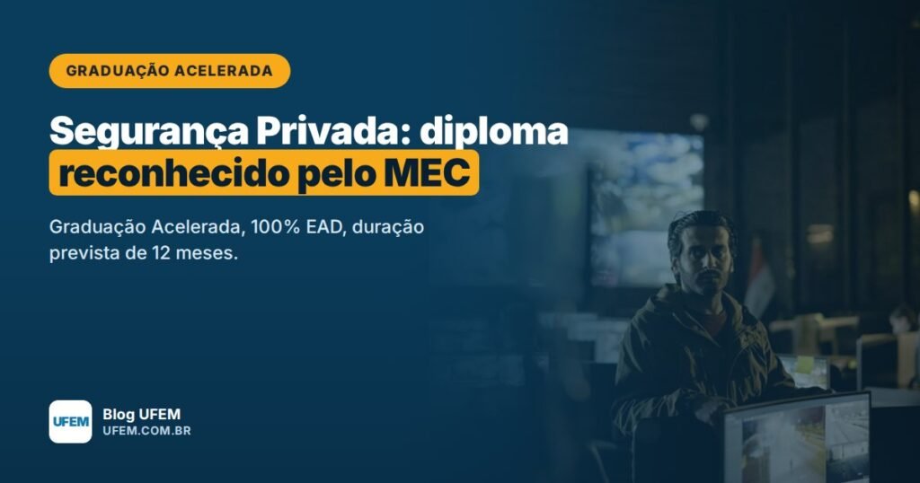 Graduação Acelerada em Gestão de Segurança Privada: diploma de tecnólogo reconhecido pelo MEC em 12 meses