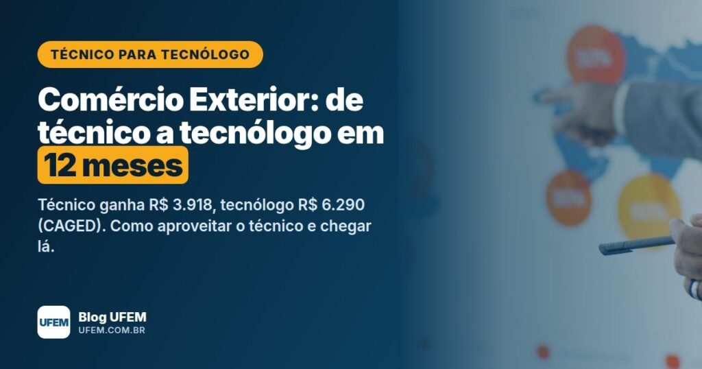 Técnico para Tecnólogo em Comércio Exterior: diploma superior em 12 meses