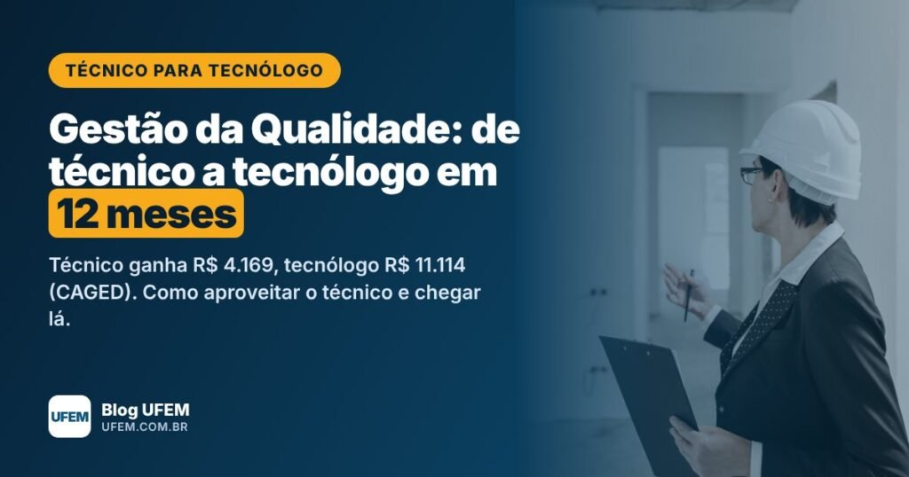 Técnico para Tecnólogo em Gestão da Qualidade: quem já audita processo e trata não conformidade chega ao diploma superior em 12 meses
