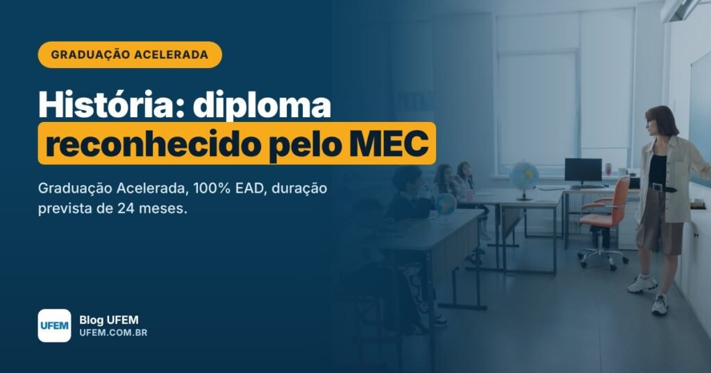 Graduação Acelerada em História: licenciatura reconhecida pelo MEC em 24 meses
