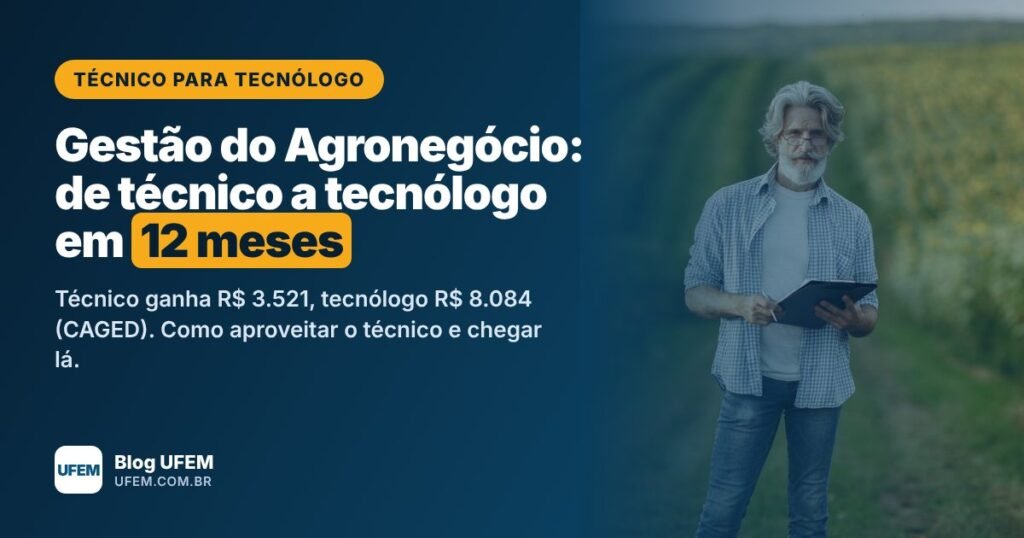 Técnico para Tecnólogo em Gestão do Agronegócio: diploma superior em 12 meses, UFEM